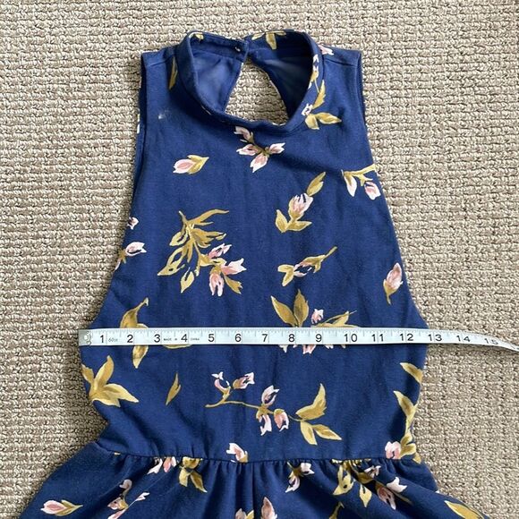 Kimchi Blue Rebecca Floral Open Back Halter Mock Neck Romper S - Navy Blue - Picture 5 of 9